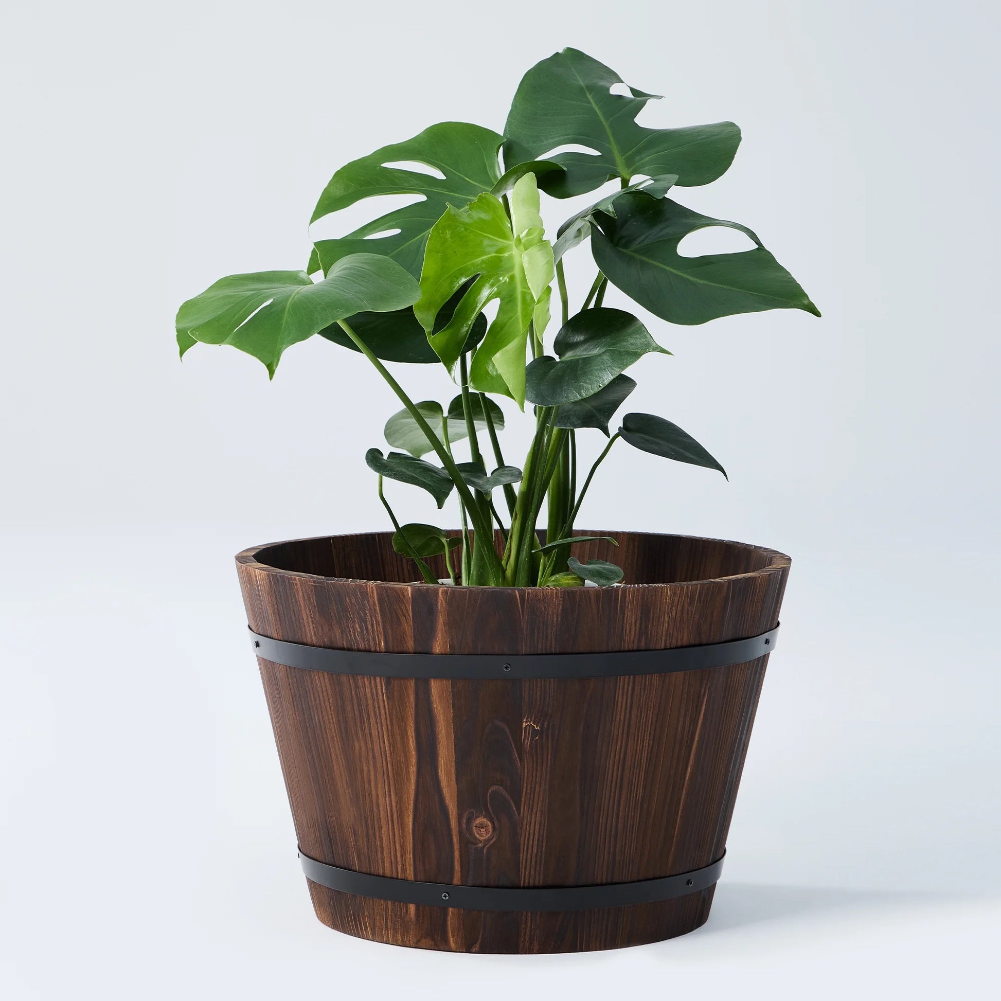 17 in Wood Whiskey Barrel Planter