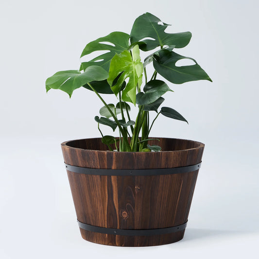 17 in Wood Whiskey Barrel Planter