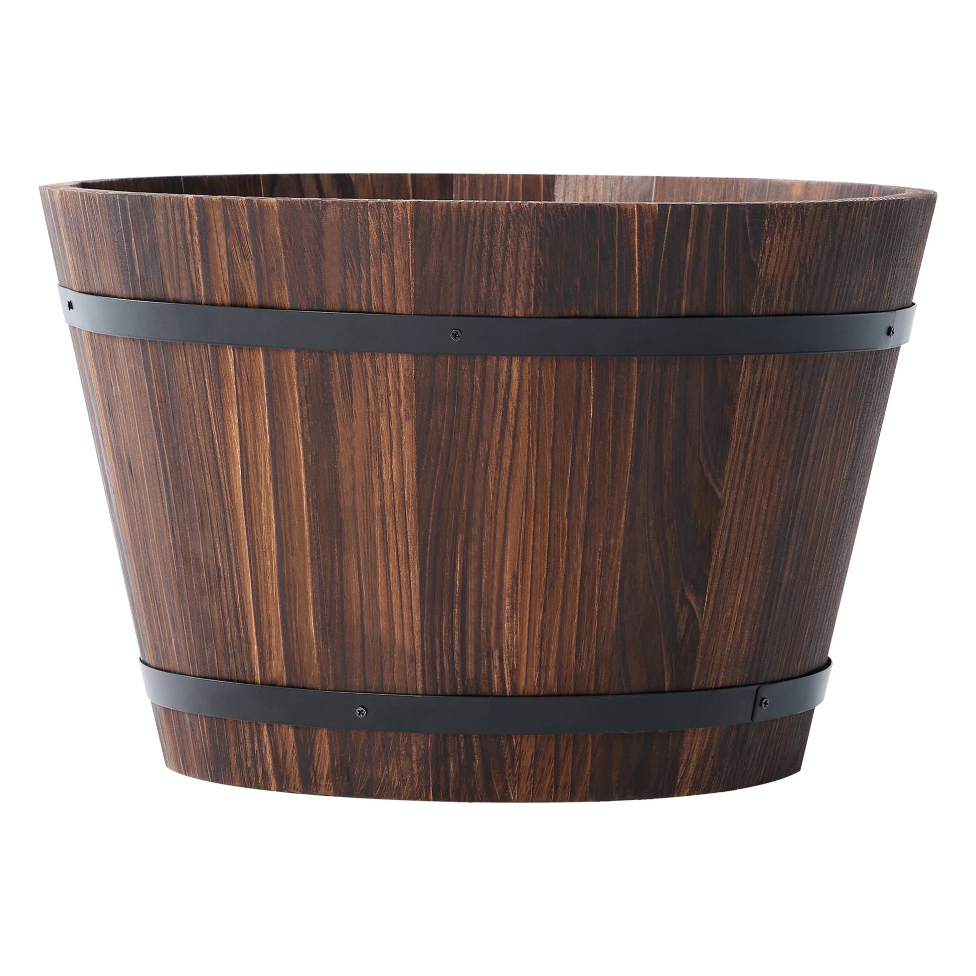 17 in Wood Whiskey Barrel Planter