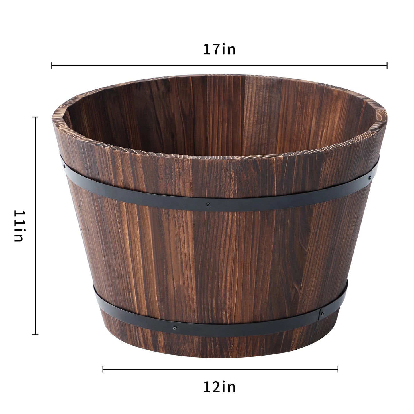 17 in Wood Whiskey Barrel Planter