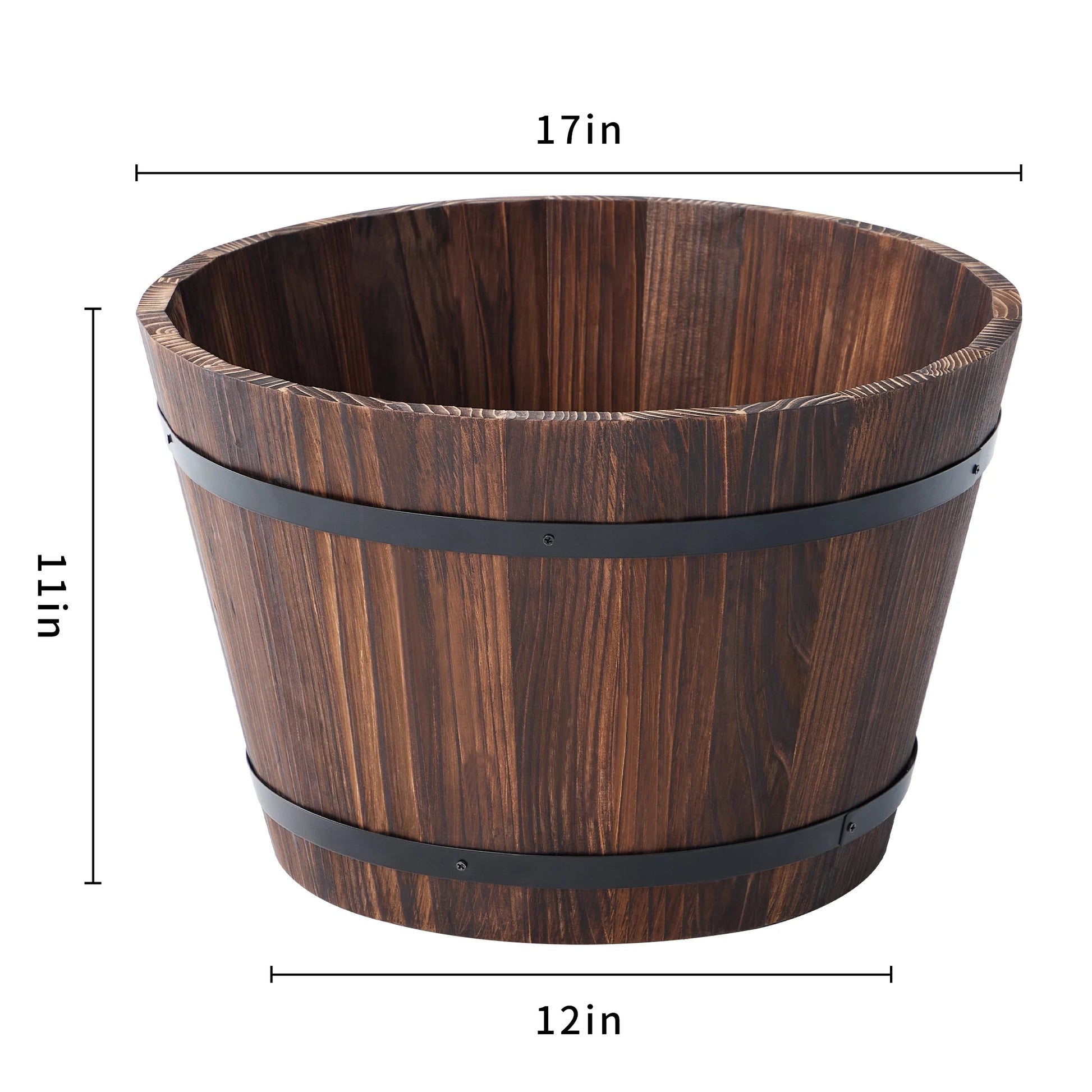 17 in Wood Whiskey Barrel Planter